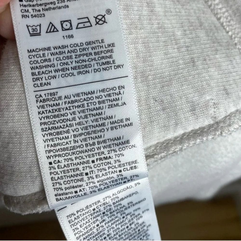 Athleta Cozy Karma Asym Asymmetrical Zip Sweatshirt Sz XSMALL Ivory/Grey - Picture 11 of 12